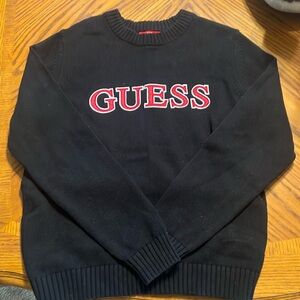 GUESS Black Crewneck Sweater with Red Logo